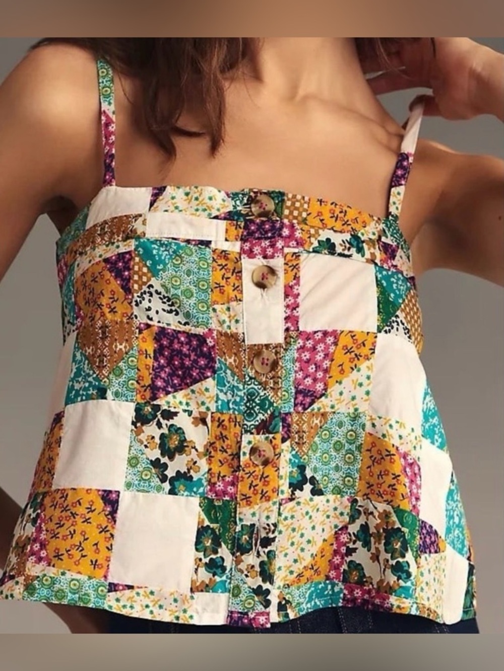 Anthropologie Pilcro Patchwork Boxy Tank Top NWT